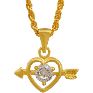                       MissMister Gold Plated, White CZ Studded, Cupid Heartshape Chain Pendant Fashion for Proposal, Engagement Gift                                              