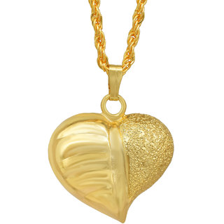                       MissMister Gold Plated, Thick, Heart Shape Chain Pendant, Love Valentines Jewellery for Women                                              