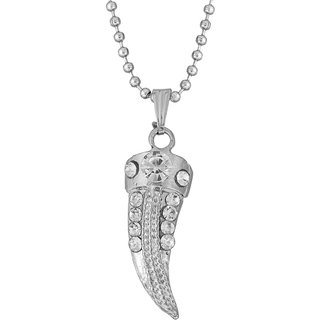                       MissMister Silver Plated, American Diamond khukri Dagger Chain Fashion Pendant Latest                                              