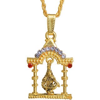                       MissMister Gold Plated Brass, Vighnharta Ganesh, Ganpati, Small and Sober, Stylish Pendant Hindu God, Men Women                                              