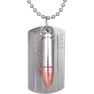                       MissMister Silver Plated Name Plate and Bullet Fashion Pendant Men and Boys                                              