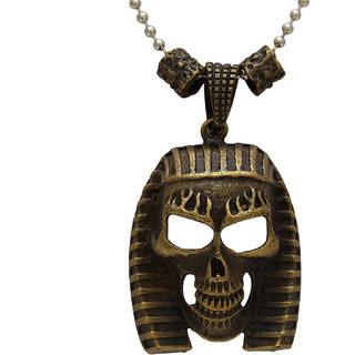                       MissMister Antique Finish Egyptian Pharoah Head Design, Exclusive and Rare, Chain Pendant Necklace Jewellery for Men                                              