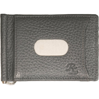 Magnetic RFID leather Money Clip Mens Wallet (Grey)