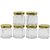 Glazzure Cute 50 ml Hexagon Shaped Airtight Glass Jar Containers for Honey, Spices  other Kitchen Items with Rust Proof Golden Color Caps  Set of 6 pcs
