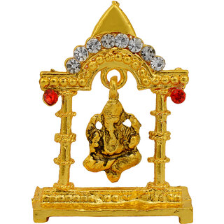                       MissMister Gold Plated, Ganpati, Vinayak, Ganesh Stand Idol, Home Decor, ganpati showpiece, Festive Decor, Hindu God Stand Idol                                              