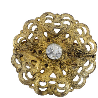                       MissMister Brass, Antique Gold Finish, Victorian Era Inspired, Heart Shape Bouquet Design Saree, Dupatta, Dress pin, Women Girls                                              