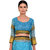 Saadhvi Blue Striped Cotton Silk Saree with Blouse
