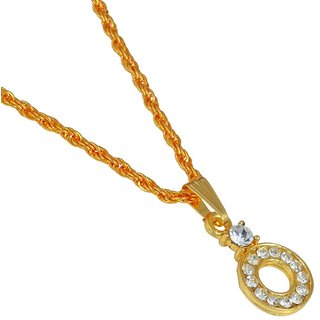                       MissMister Gold plated, Diamond look CZ Studded, Circular Round Pendant for Kids and Children                                              
