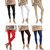 Jakqo Women's Cotton Plain Ankle Length Legging (Free Size, Pack of 6, Black, White, Tan, Red, Chocolate Brown, Navy Blue)