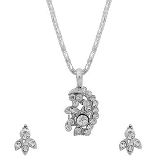                       MissMister Silver Plated AD Fashion Pendant Set Necklace Jewellery Women                                              