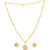 MissMister Gold plated CZ studded Ganesh Ganpati pendant chain necklace set temple jewellery