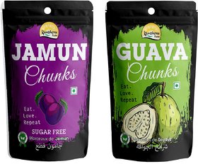 Kamdhenu Foods Dried Fruit Jamun Chunks and Guava Chunks Healthy Snacks Combo (Set of 2)