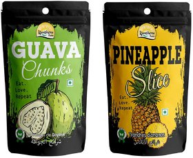 Kamdhenu Foods Dried Fruit Guava Chunks and Pineapple Chunks Healthy Snacks Combo (Set of 2)