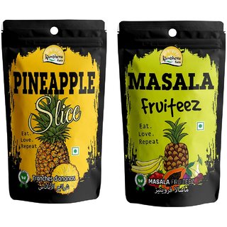 Kamdhenu Foods Dried Fruit Pineapple Chunks and Masala Fruiteez Chunks Healthy Snacks Combo (Set of 2)