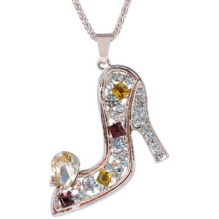                       MissMister Colourful CZ studded Rose Gold plated Shoe pendant for Women and Girls                                              