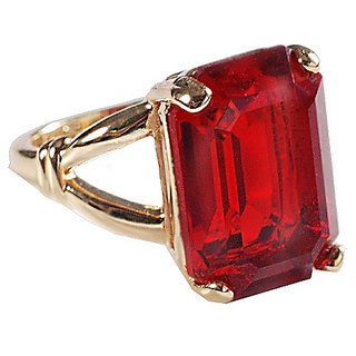                       6.5 Carat Ruby Gold Plated Ring For Astrological Purpose Original Ruby/Chunni Stone Finger Ring By CEYLONMINE                                              