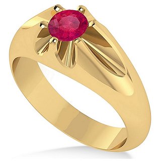                       IGI Ruby Stone stylish ring gold plated 7.25 carat Ruby ring for men  women by CEYLONMINE                                              