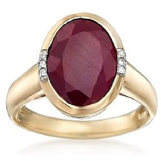                       7.5 carat Ruby (Chunni)  Gold Plated Ring For Astrological Purpose Original Ruby Manik Finger Ring By CEYLONMINE                                              