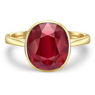                       CEYLONMINE- Unheated Ruby Stylish Ring 7.25 Carat Manik Gold Plated Designer Ring For Unisex                                              