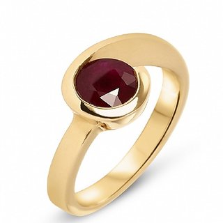                       Original Ruby Gold Plated Adjustable ring Precious  Astrological 7.5 Ratti ruby stone Finger Ring For Unisex BY CEYLONMINE                                              