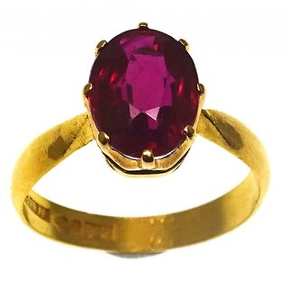                       Original 7.25 Carat Ruby Gold Plated Adjustable ring Precious & Astrological Stone Finger Ring For Unisex BY CEYLONMINE                                              