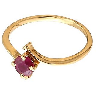                       Original Ruby Gold Plated Adjustable ring Precious & Effective Stone 7.5 ratti Ruby  Ring For Unisex BY CEYLONMINE                                              