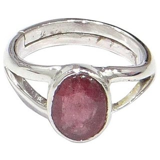                       CEYLONMINE- Original Ruby Stone  Stylish Ring 7.5 Ratti IGI Manik(Chuuni) stone Silver Plated Designer Ring For Unisex                                              