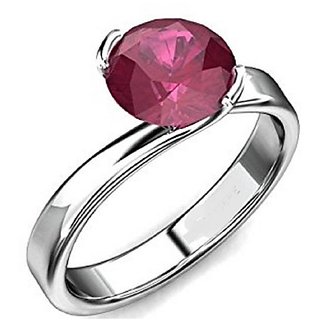                       Precious Stone 7.5 Ratti Ruby Silver Plated Finger Ring Unheated  Untreated Manik(Chuuni) Stone Designer Ring By CEYLONMINE                                              