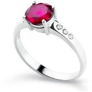                       Lab Certified 7.5 Ratti Ruby Silver plated ring original  Unheated Stone  Ruby  designer finger ring by CEYLONMINE                                              