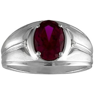                       Natural Ruby Silver Plated Ring 7.25 carat Original  Effective Stone Finger Ring For Astrological Purpose By CEYLONMINE                                              