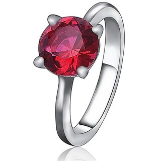                       Precious 7.25 Ratti Stone Ruby Silver Plated Finger Ring Unheated & Untreated Manik(Chuuni) Stone Designer Ring By CEYLONMINE                                              