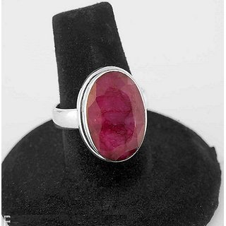                       CEYLONMINE- Ruby Stylish Ring 7.25 Ratti Manik Silver Plated Designer Ring For Unisex                                              