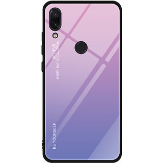 Redmi Note 7, Note 7 Pro Tempered Glass Back Cover, Scratch Resistant and Double Colour case by Tinsley Blue