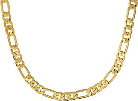 MissMister Gold Plated 24 inch Long, Flat Figaro Design Fashion Chain Men,