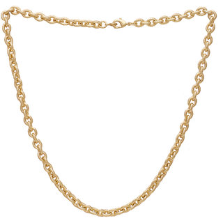                       MissMister Micron Buff Yellow Gold Engraved rolo Link 18 Inch Long Chain, for Men and Women                                              