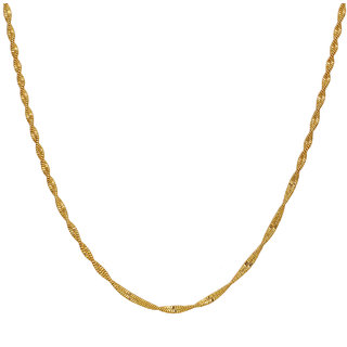                       MissMister 24 KT Micron Gold Twisted Design Singapore Design Chain for Men and Women (24 Inch)                                              