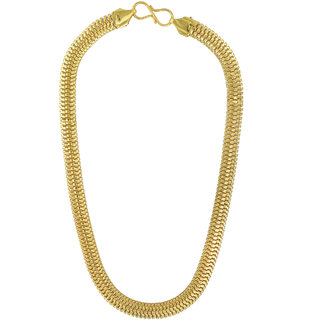                       MissMister Gold Plated, Flat Snake Chain Design, 10mm Broad, Chain Necklace Fashion by MissMister                                              