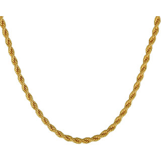                      MissMister Gold Plated 24 Inch, Rope Design, Daily use Chain Necklace                                              
