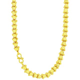                       MissMister Gold Plated Handcrafted, Gajra Flower Design, Long 4mm thick/30 Inch,Chain Necklace Jewellery for Men and Women                                              