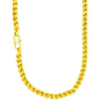                       MissMister Gold plated Brass 26 Inch Rope design chain Men women                                              