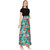 Saadhvi Green and Black Crepe Floral Print Stitched Gown For Woman