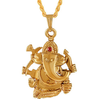                       MissMister Gold Plated Sidhi Vinayak Ganpati Ganesh Pendant Hindu Temple Jewellery                                              