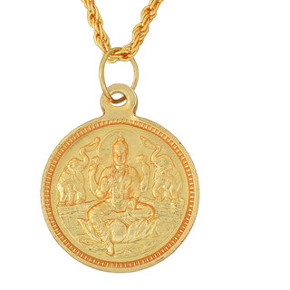                       MissMister Gold Plated Lakshmi Laxmi Coin and Yantra God Pendant Hindu Latest Stylish                                              