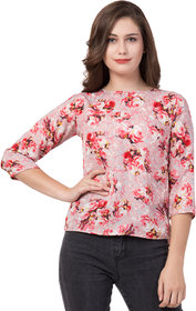 Jollify  Women's Printed 3/4 sleev casual top(pink)