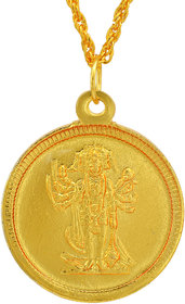 MissMister Gold plated coin reversible Hanuman Bajrang Bali raksha kawach pendant Hindu God temple jewellery men Women