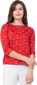 Jollify  Women's Printed 3/4 sleev casual top(ORANGE)