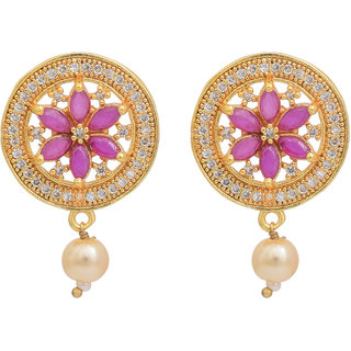                       MissMister Gold plated Imitation Diamond and Pearl studded Fashion Earrings traditional Women Stylish Latest                                              