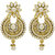 MissMister Gold plated CZ White Meena Pearl Ethnic Bridal Earring Jhumki for Women