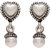 MissMister Silver plated oxidised Finish Brass Heart shape Faux Pearls Earring for Women and Girls