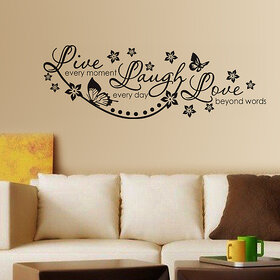 Eja PVC Others Black PVC Live Laugh And Love Wall Quote Family Wall Sticker (39X39 Inch) (No of Pieces 1)